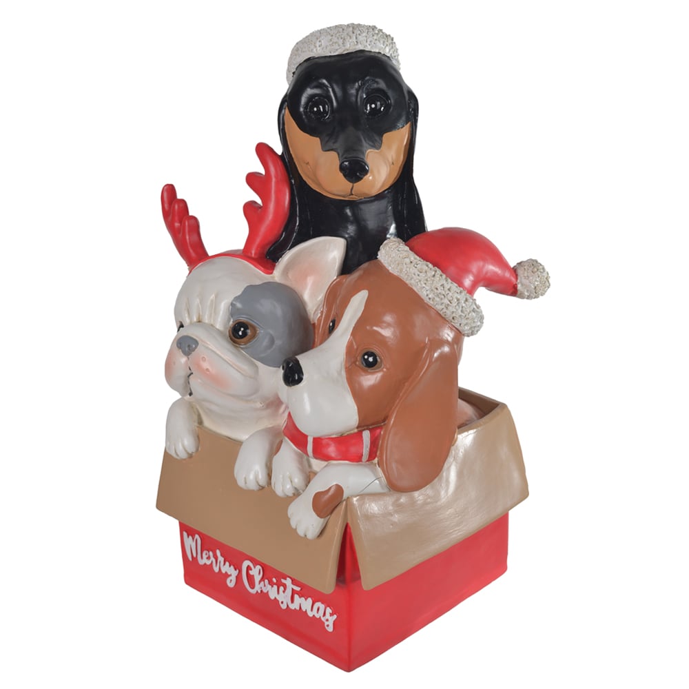 RESINA NATAL CACHORRO (VERMELHO) 34X22,5X18cm