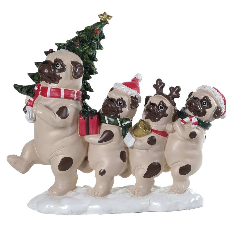 RESINA NATAL FAMILIA CACHORRO (VERMELHO) 34,5X40cm