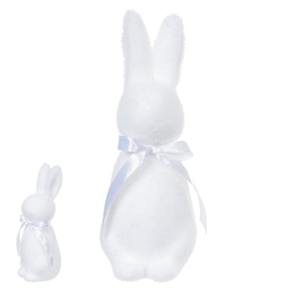 BONECO COELHO FLOCADO C/LACO (BRANCO) 19X8X8cm