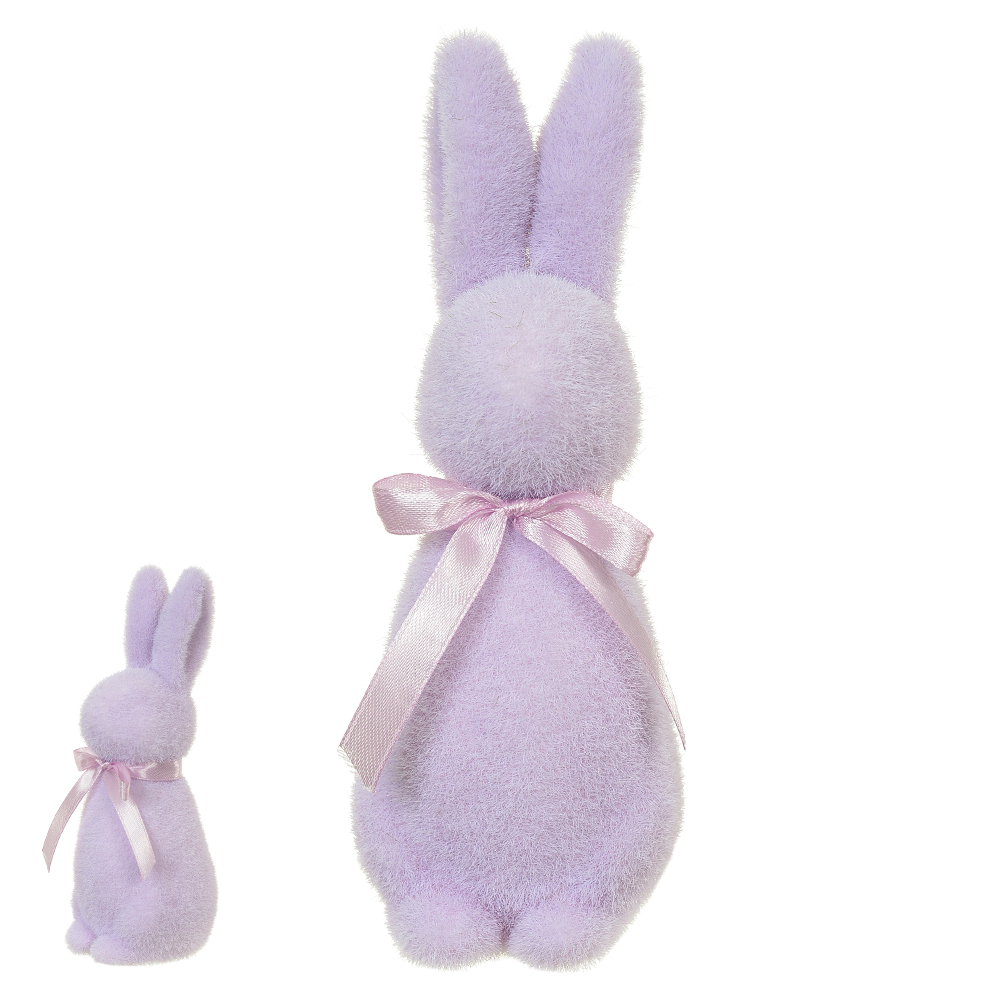 BONECO COELHO FLOCADO C/LACO (LILAS) 19X8X8cm