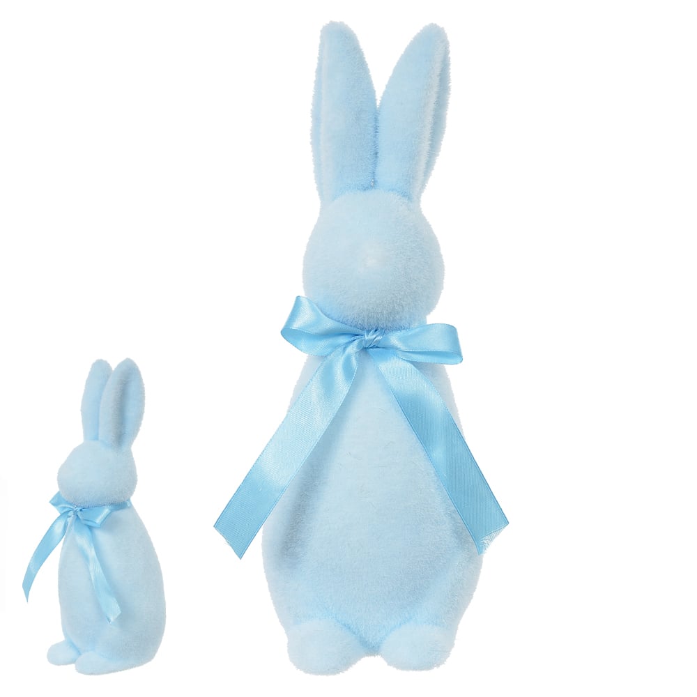 BONECO COELHO FLOCADO C/LACO (AZUL) 29X10X11cm