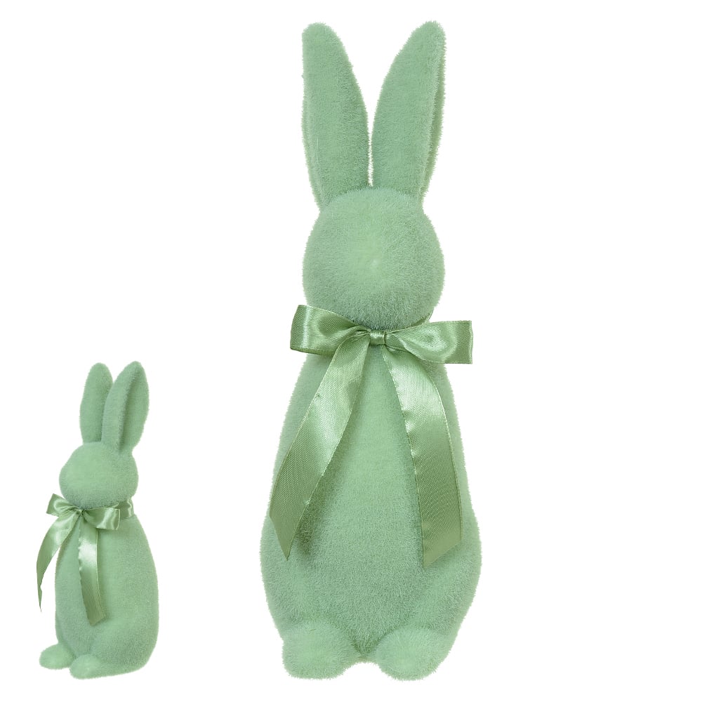 BONECO COELHO FLOCADO C/LACO (VERDE MENTA) 29X10X11cm