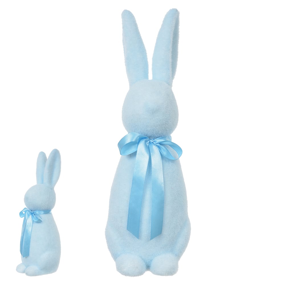 BONECO COELHO FLOCADO C/LACO (AZUL) 39X12X13cm