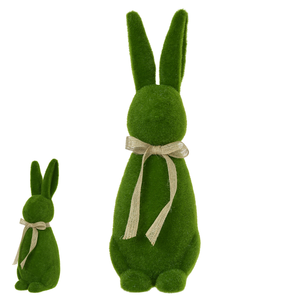 BONECO COELHO FLOCADO C/LACO (VERDE) 39X12X13cm