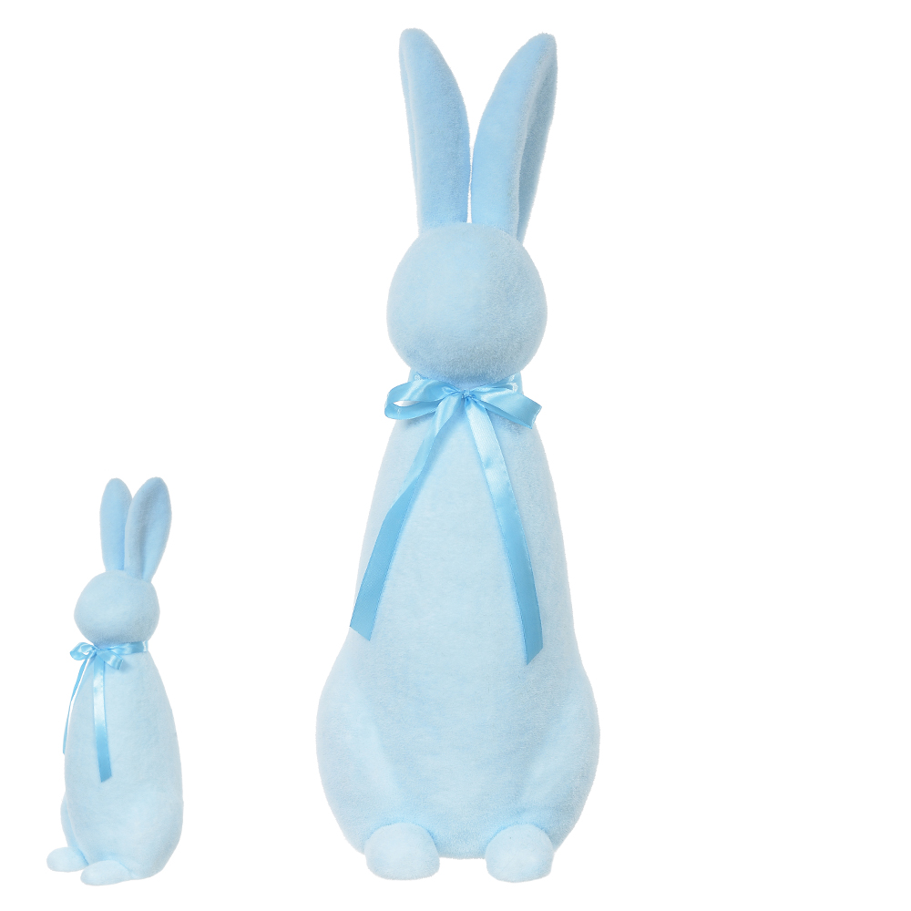 BONECO FLOCADO COELHO C/LACO (AZUL) 68CM