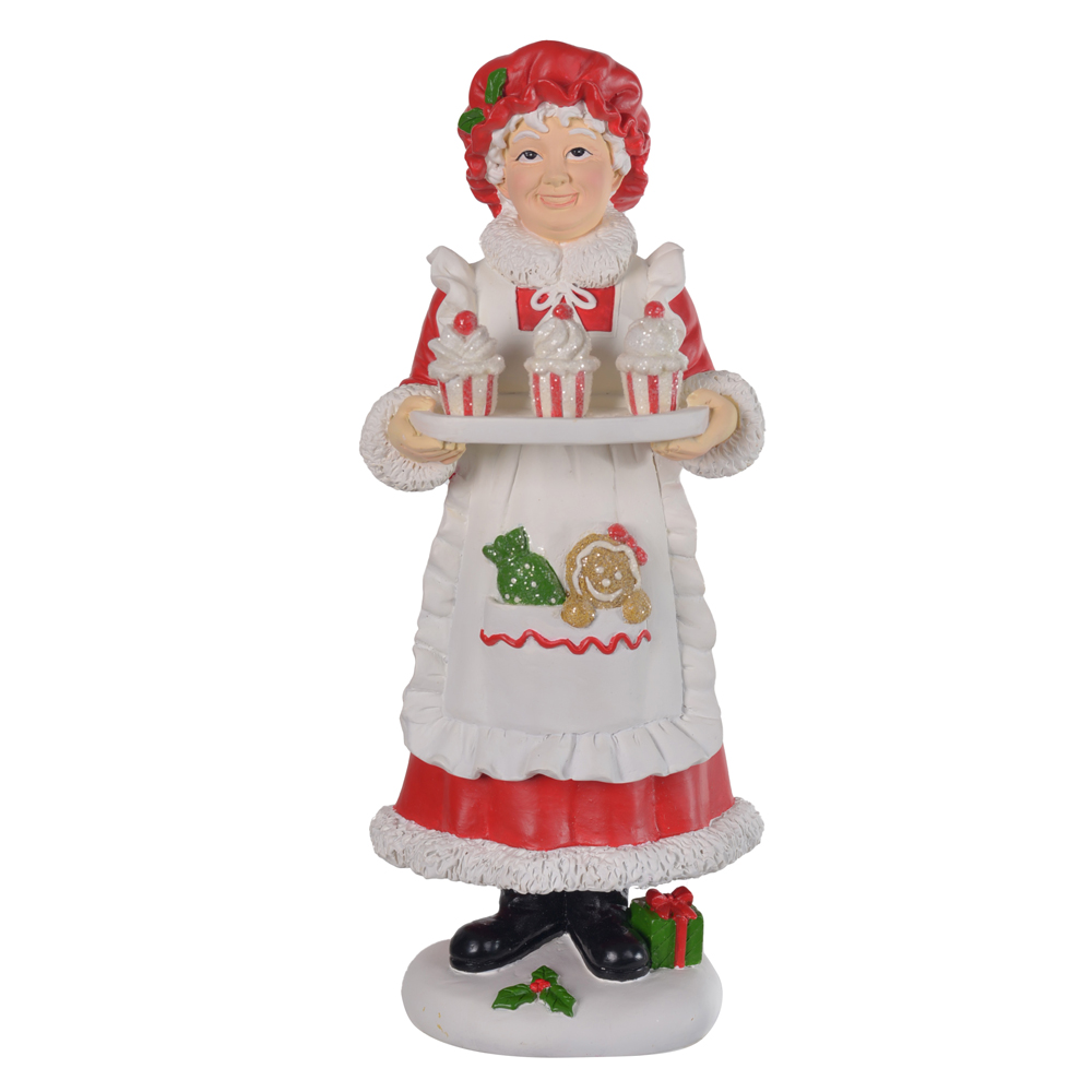 RESINA NATAL MAMAE NOEL GINGERBREAD (VERMELHO BRANCO) 31X13cm