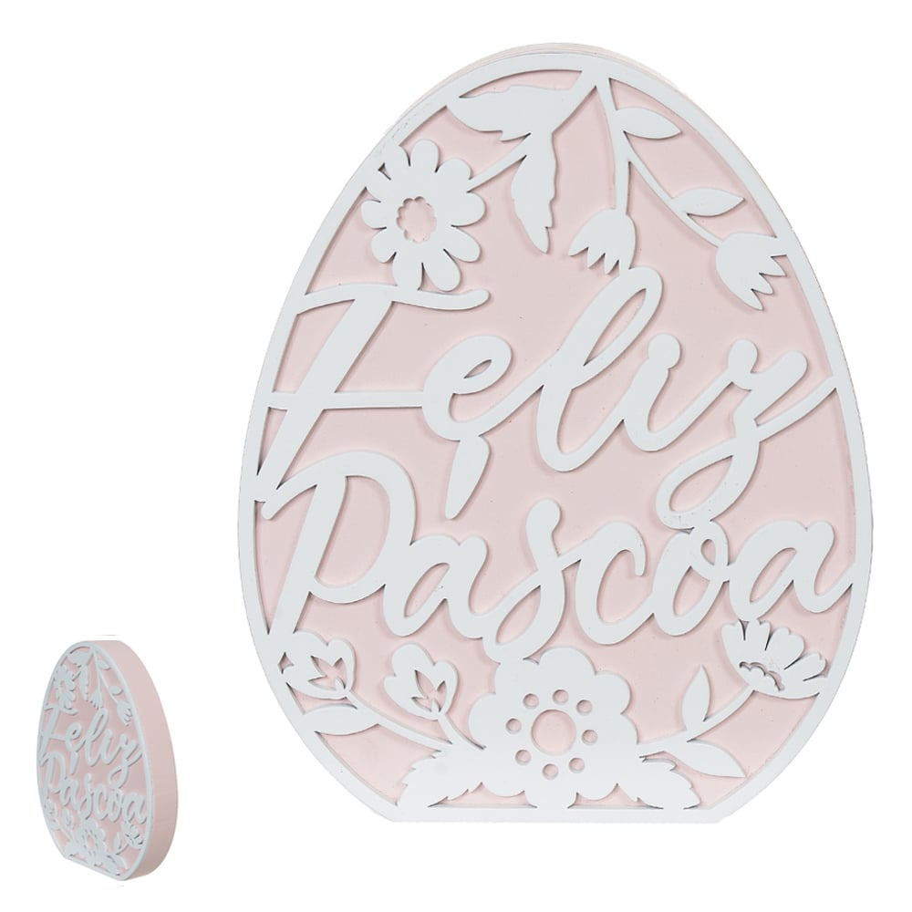 PLACA DECORATIVA (ROSA BRANCO) 20cm