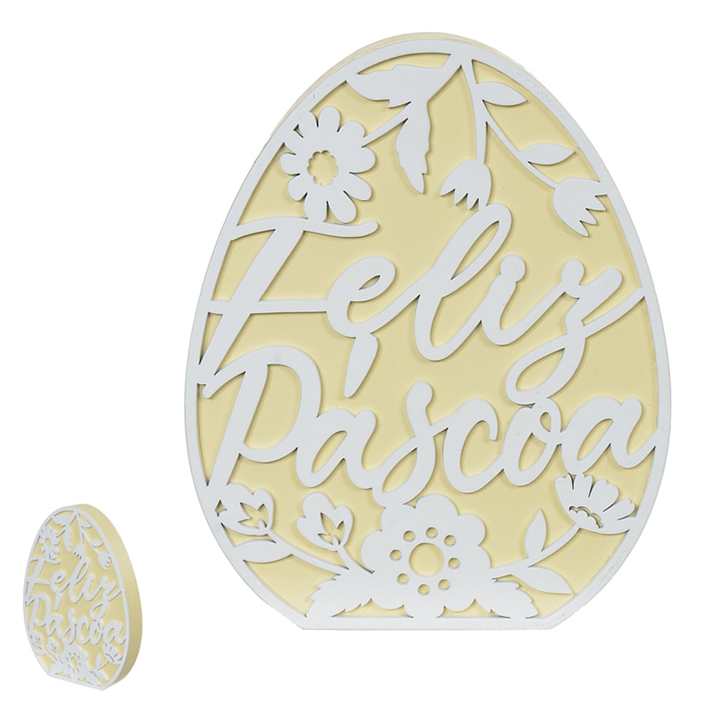 PLACA DECORATIVA (AMARELO BRANCO) 20cm