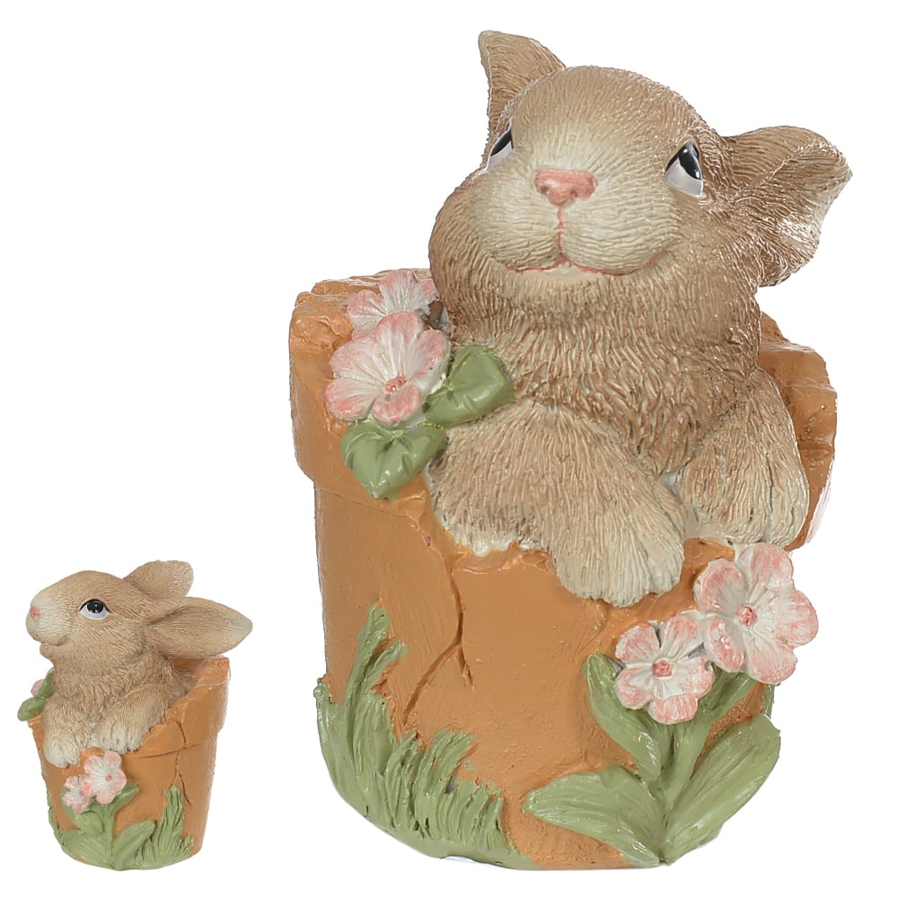 RESINA COELHO NO BALDE (TERRACOTA) 9,2X7,5X7,2cm
