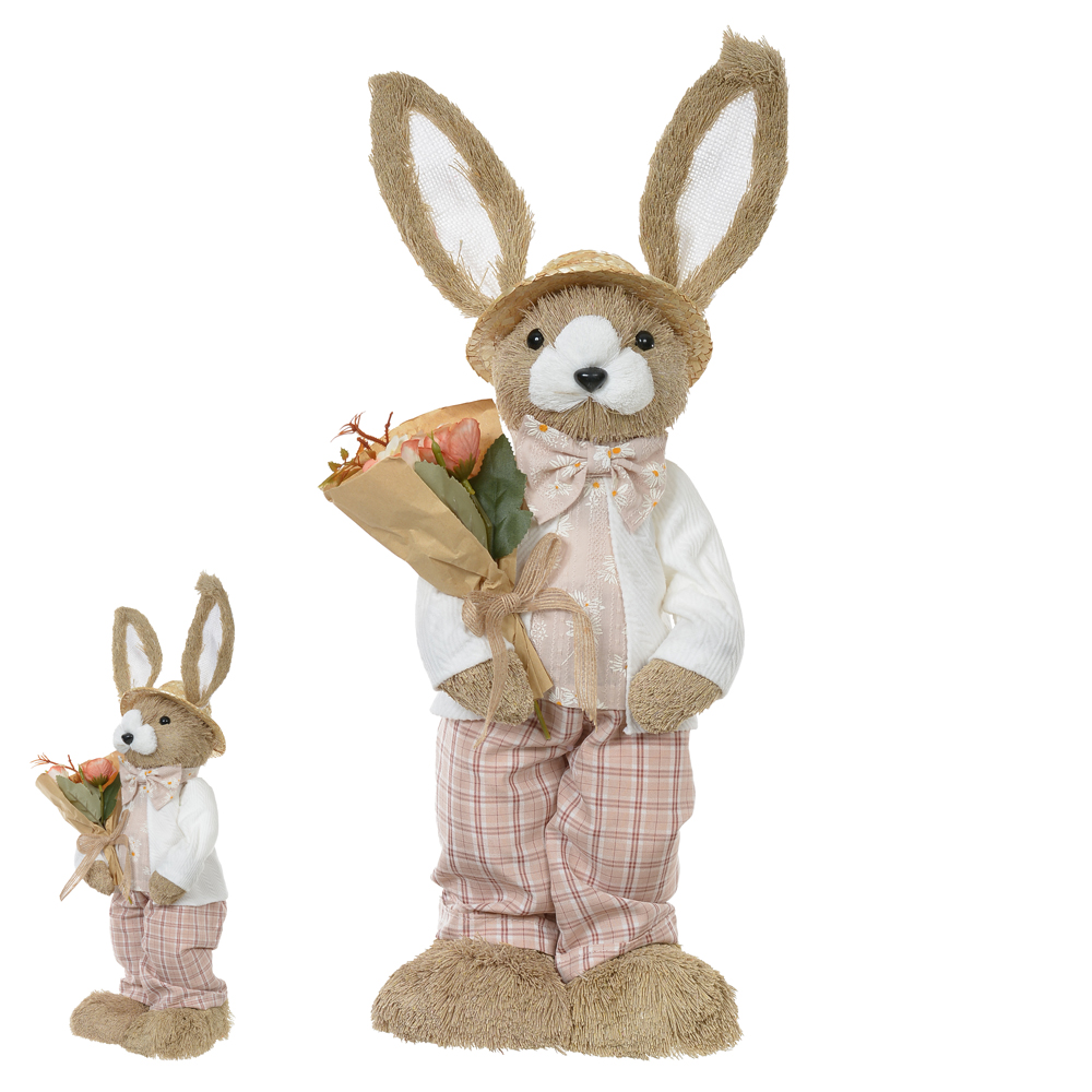 BONECO COELHO PALHA (BEGE) 51cm