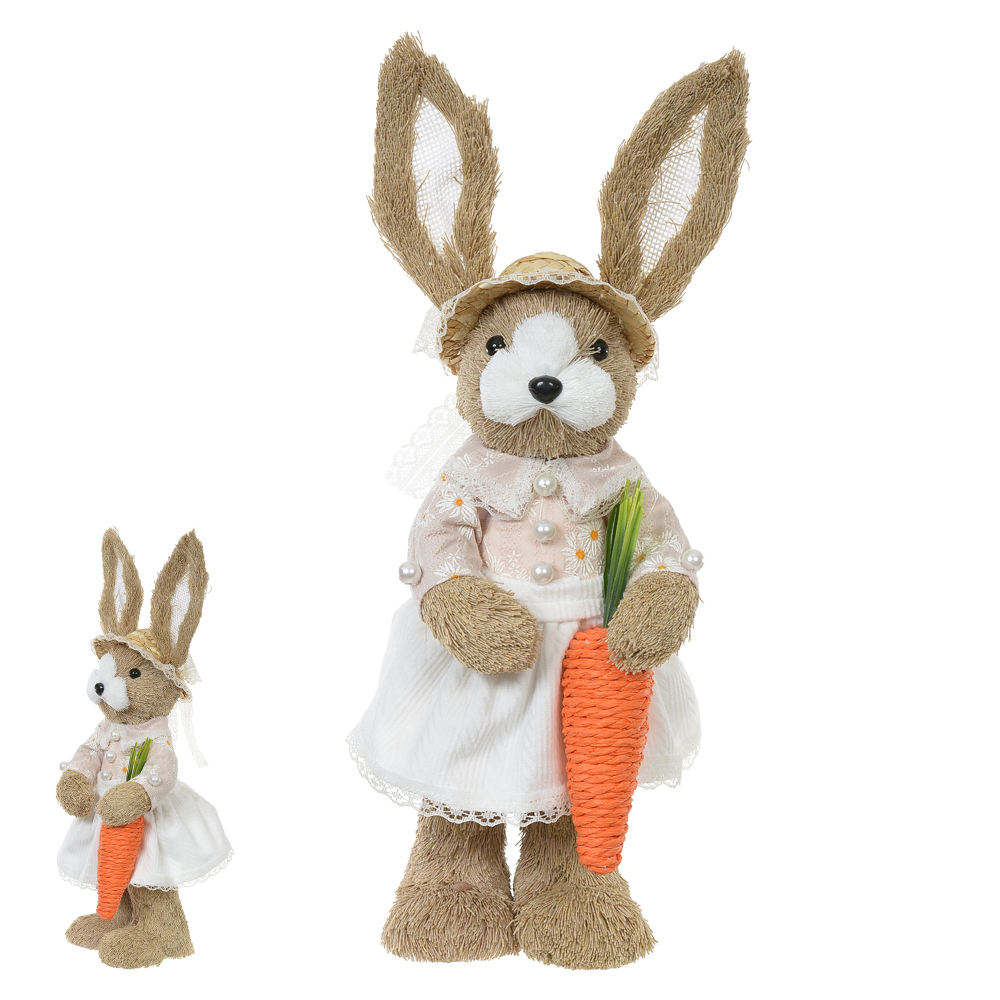 BONECA COELHA PALHA CENOURA (BEGE) 40X12X19cm