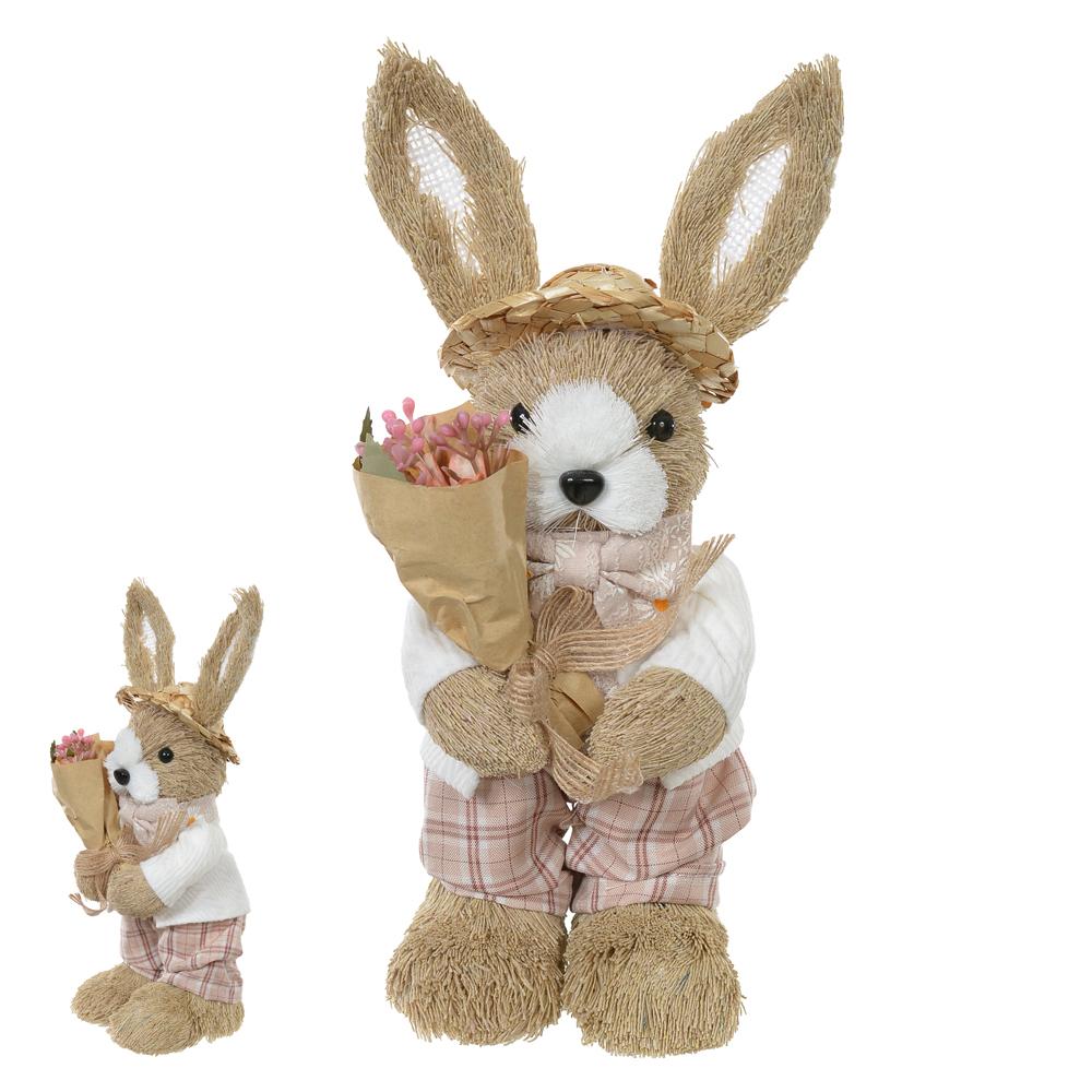 BONECO COELHO PALHA (BEGE) 25cm