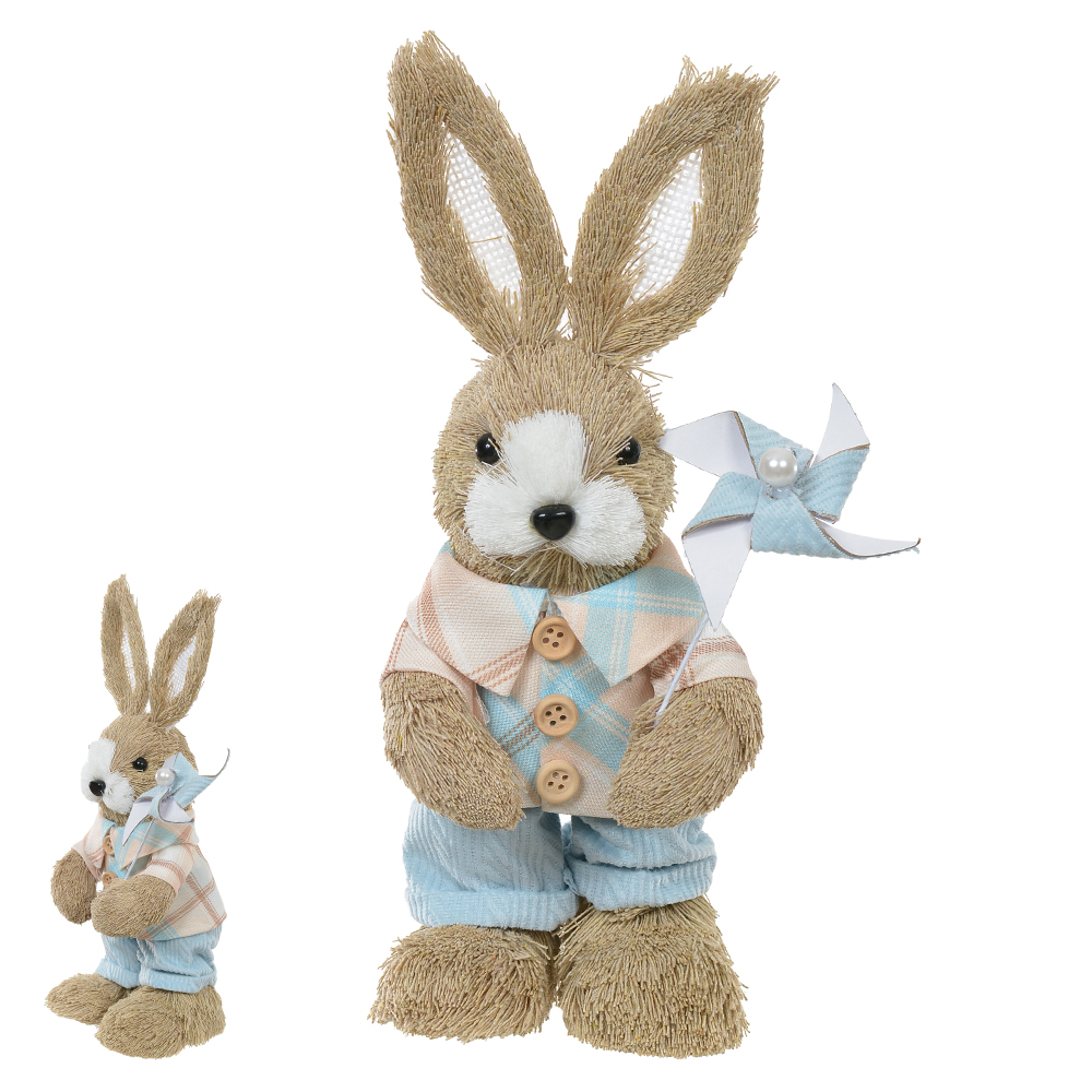 BONECO COELHO SISAL (BEGE AZUL) 25cm