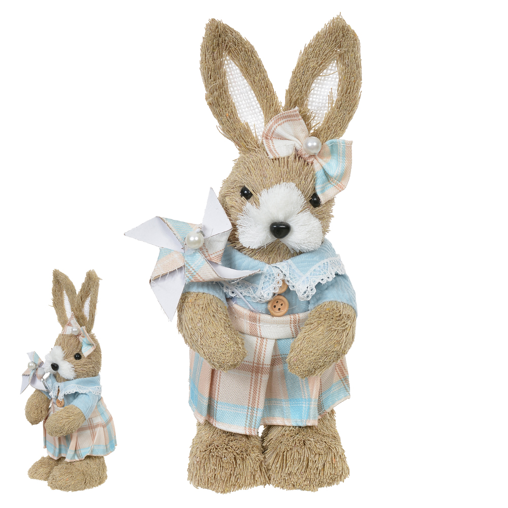BONECA COELHA SISAL (BEGE AZUL) 25cm