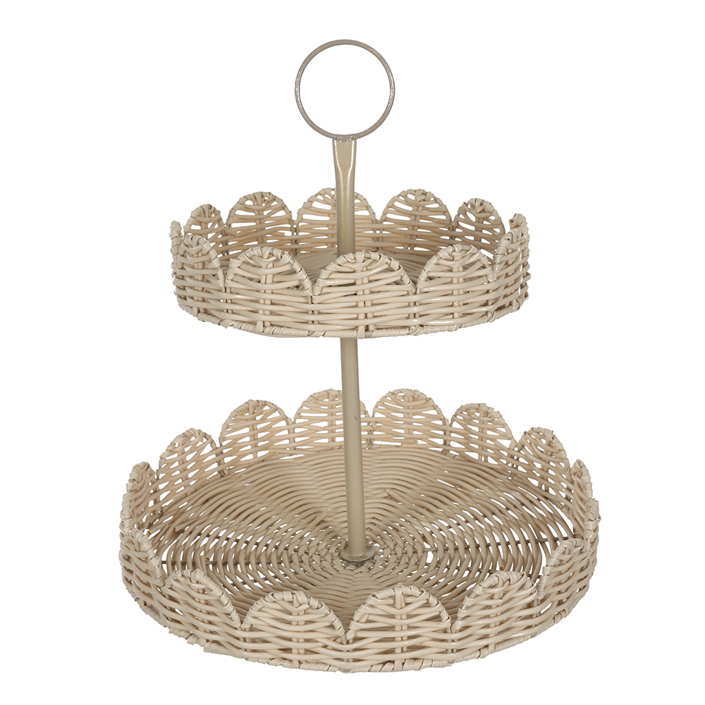 BANDEJA DECORATIVA 2 NIVEIS (BEGE)