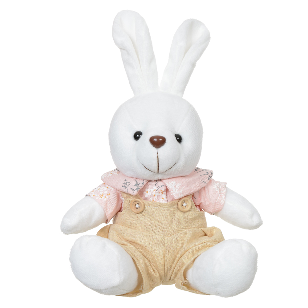 BONECO COELHO PELUCIA (ROSA BRANCO) 20cm