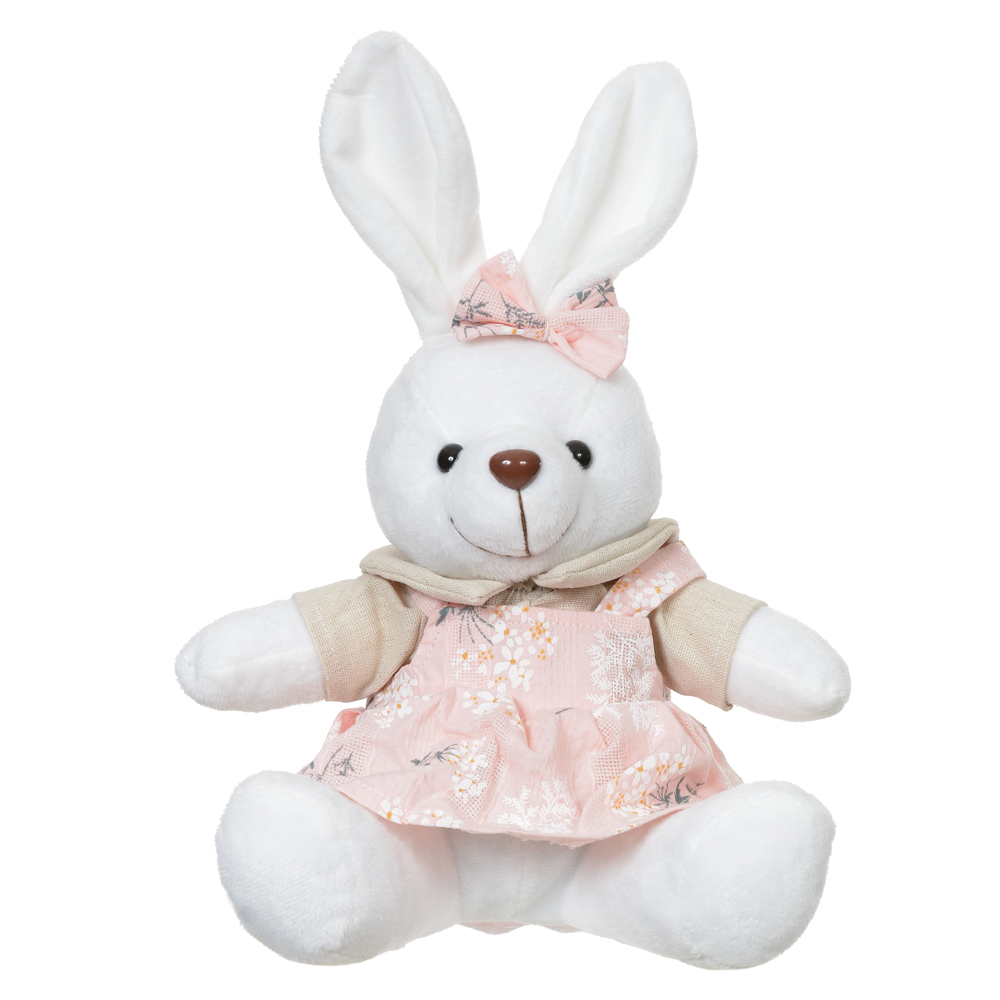 BONECA COELHA PELUCIA (ROSA BRANCO) 20cm