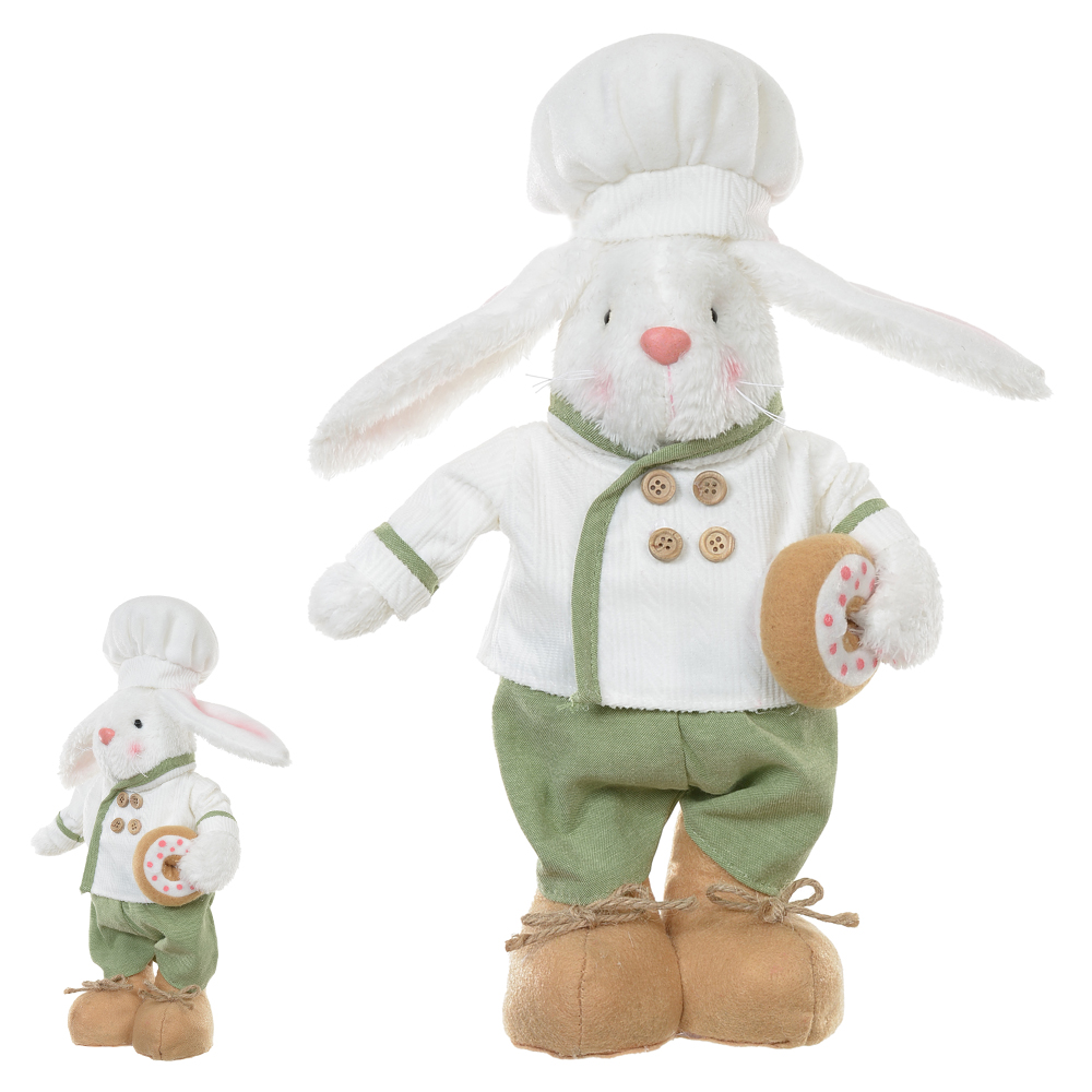 BONECO COELHO EM PE C/DONUT (VERDE BEGE) 43cm