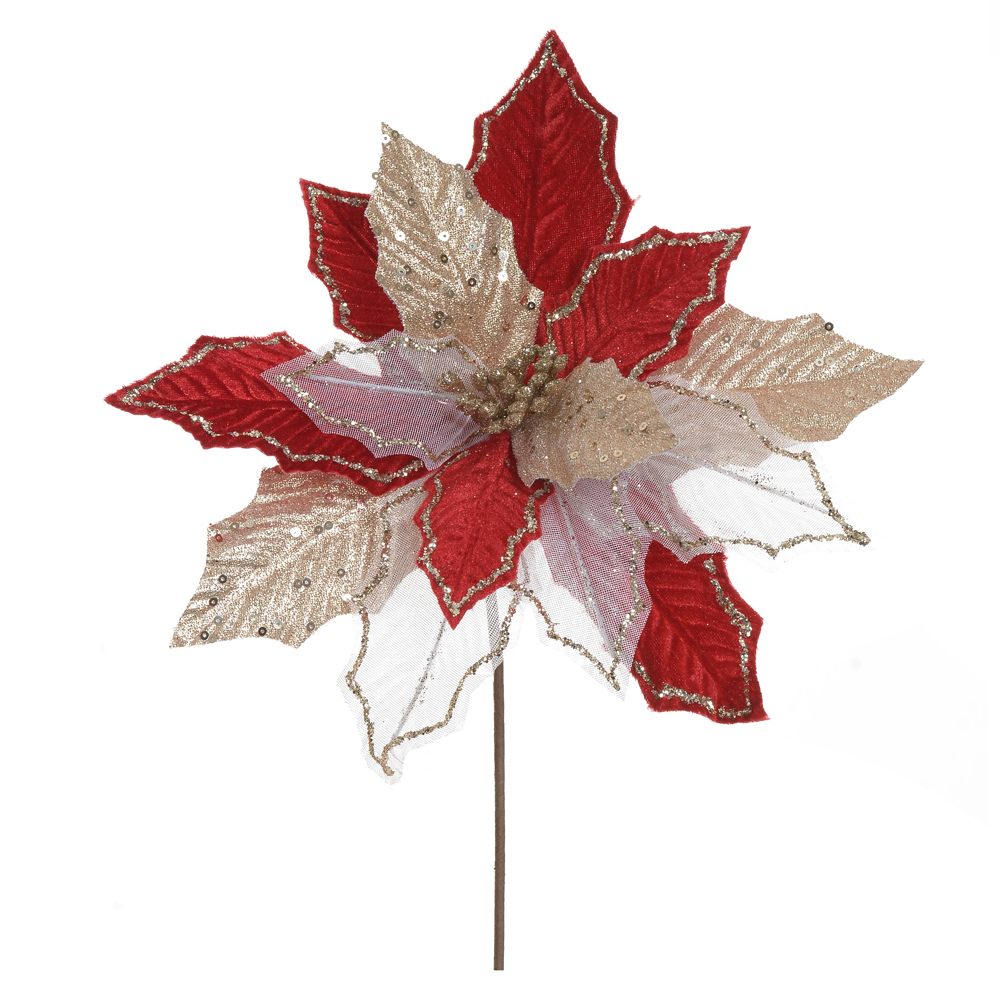 H.BICO PAPAGAIO NATAL AVELUDADO (VERMELHO GLITTER CHAMPANHE) 20cm 27d
