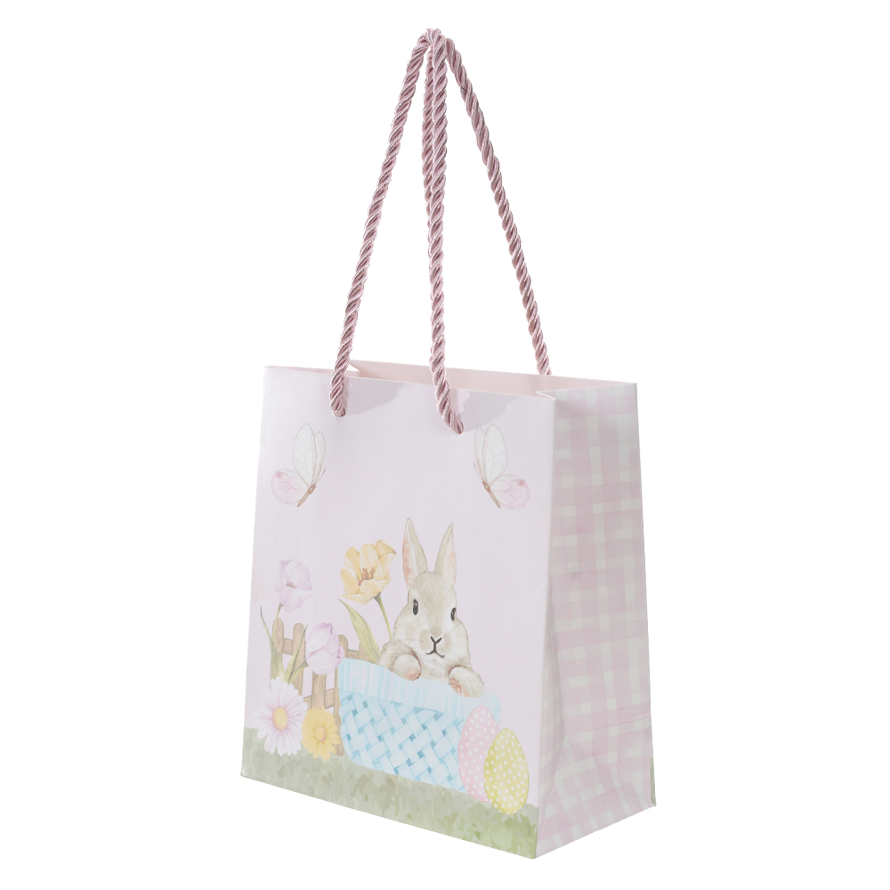 SACOLA DE PAPEL PASCOA (ROSA) 15,5X14,3X7cm