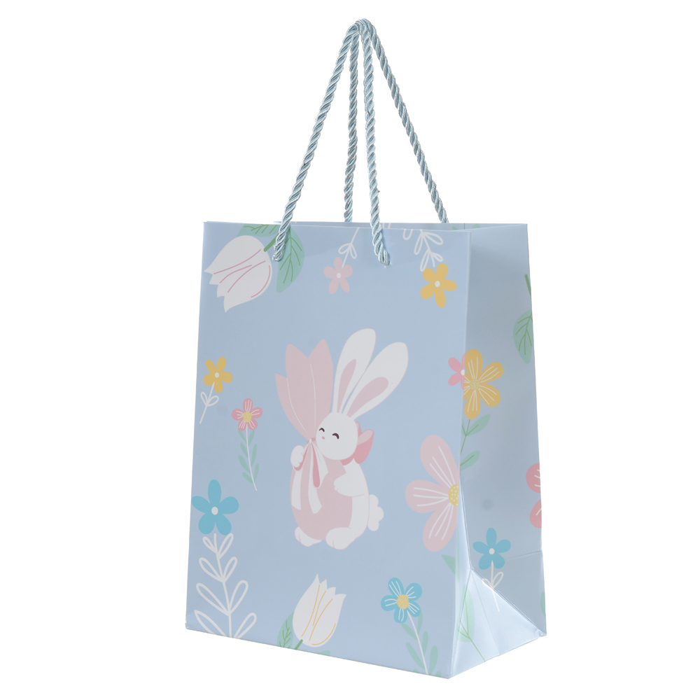 SACOLA DE PAPEL RUSTICA (AZUL) 23X18X10cm