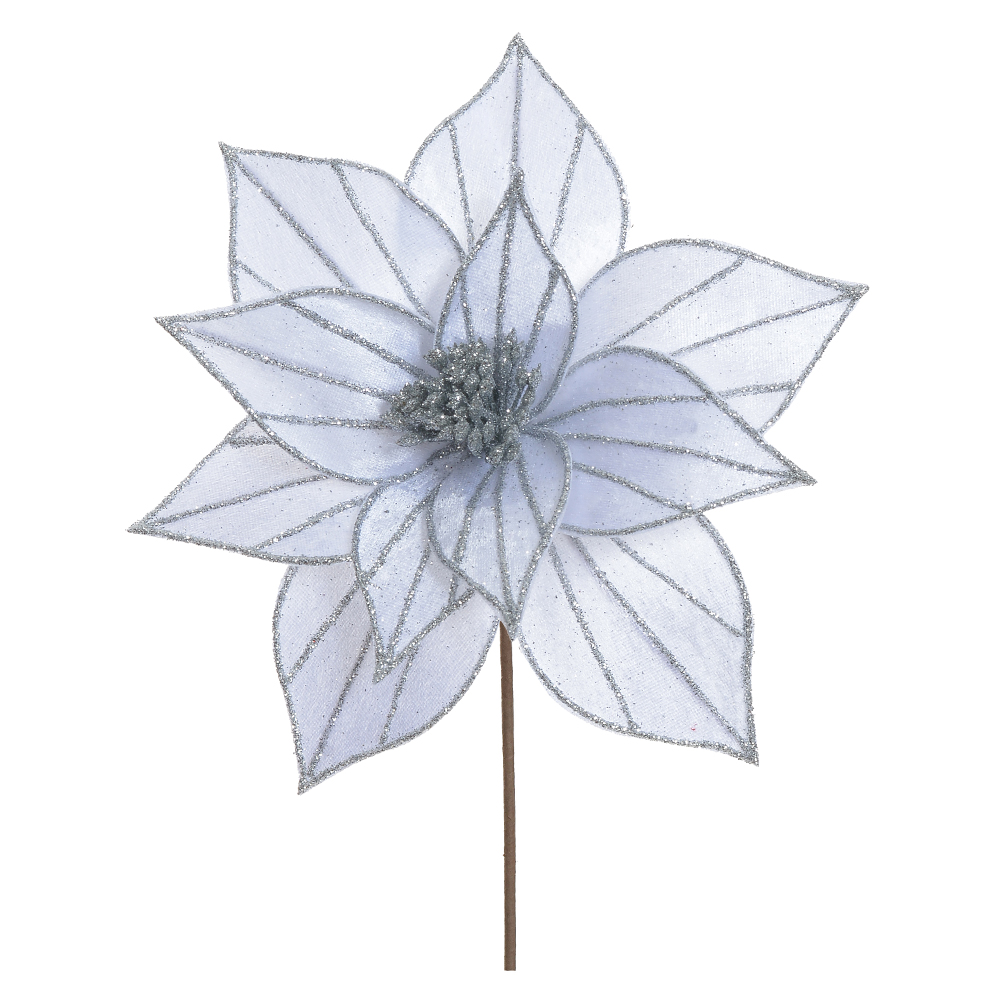 H.BICO PAPAGAIO NATAL AVELUDADO (BRANCO GLITTER PRATA) 20cm 27d