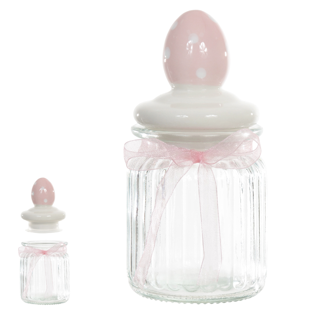 POTE VIDRO (ROSA BRANCO) 16,9cm