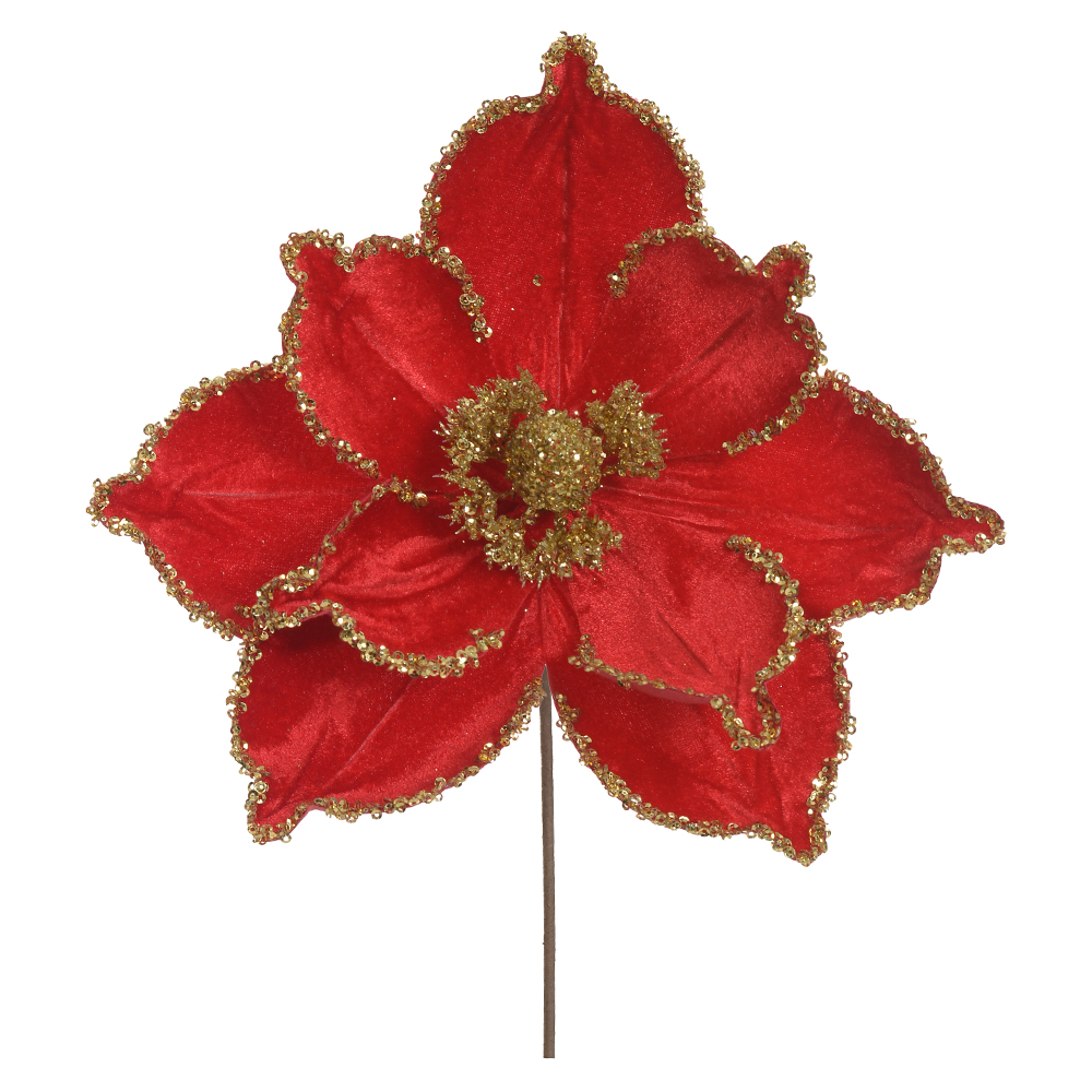 H.MAGNOLIA NATAL AVELUDADO (VERMELHO GLITTER DOURADO) 22cm 24d