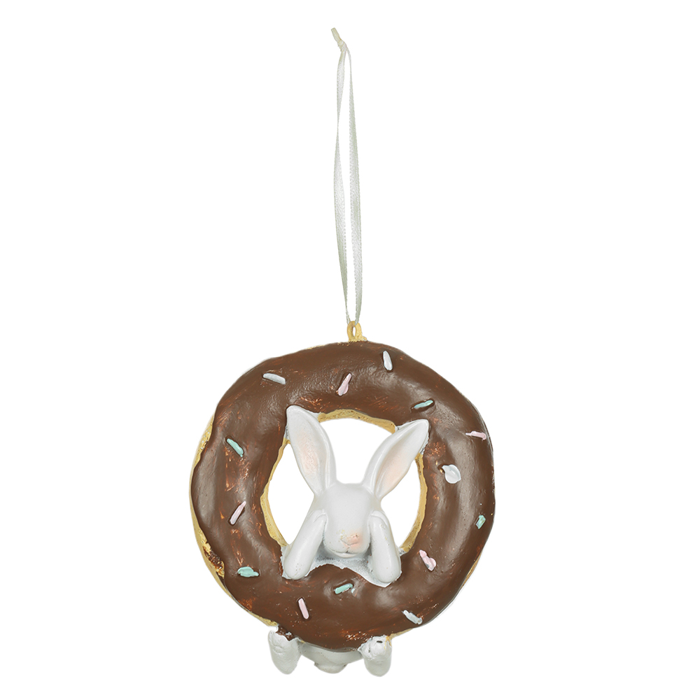 COELHO RESINA C/DONUT (MARROM) 10cm