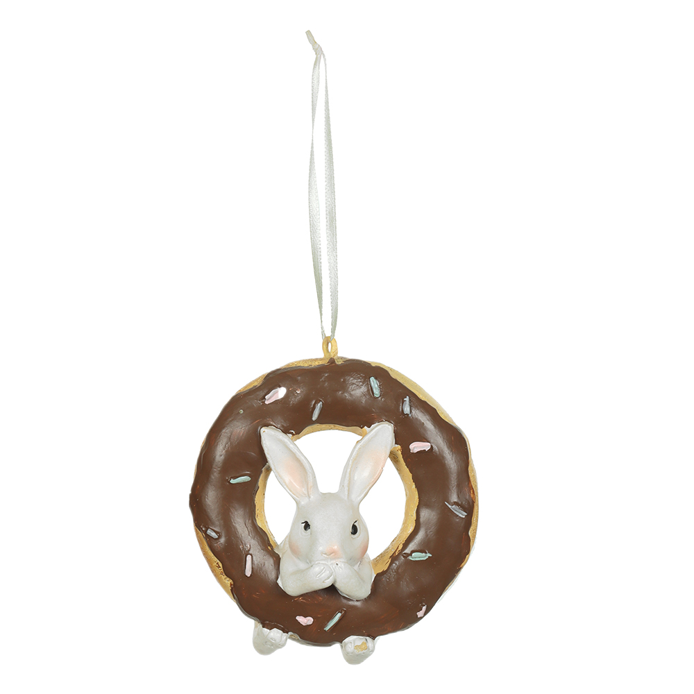COELHO RESINA C/DONUT (MARROM) 10cm