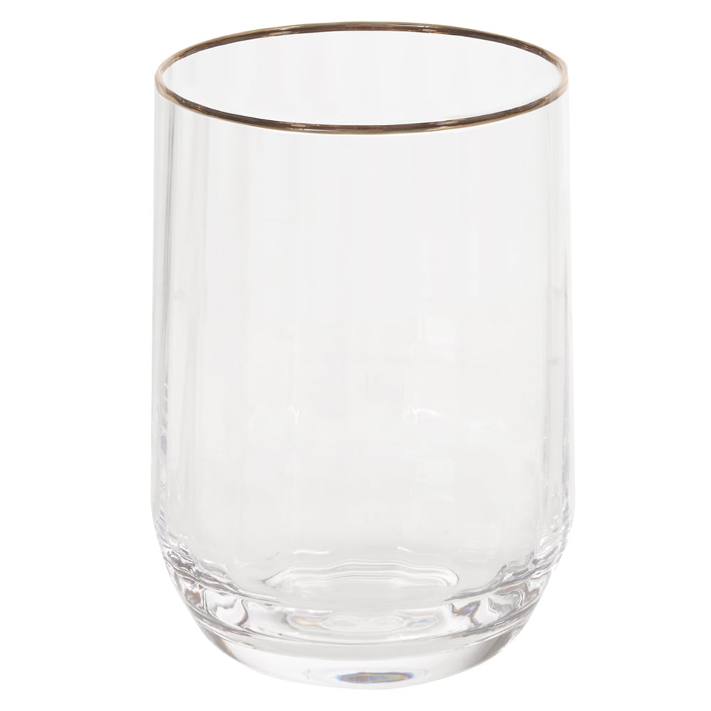 CJ COPO WHISKY 360ml 11X9X9cm C/6 PCS CANELADA (TRANSPARENTE BD.DOURADA)