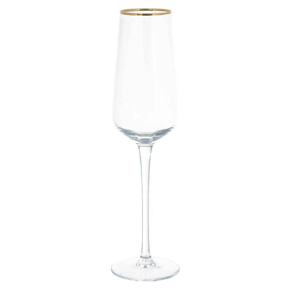 CJ TACAS CHAMPANHE 230ml 26X7X7cm C/6 PCS BERGEN (TRANSPARENTE BD.DOURADA)