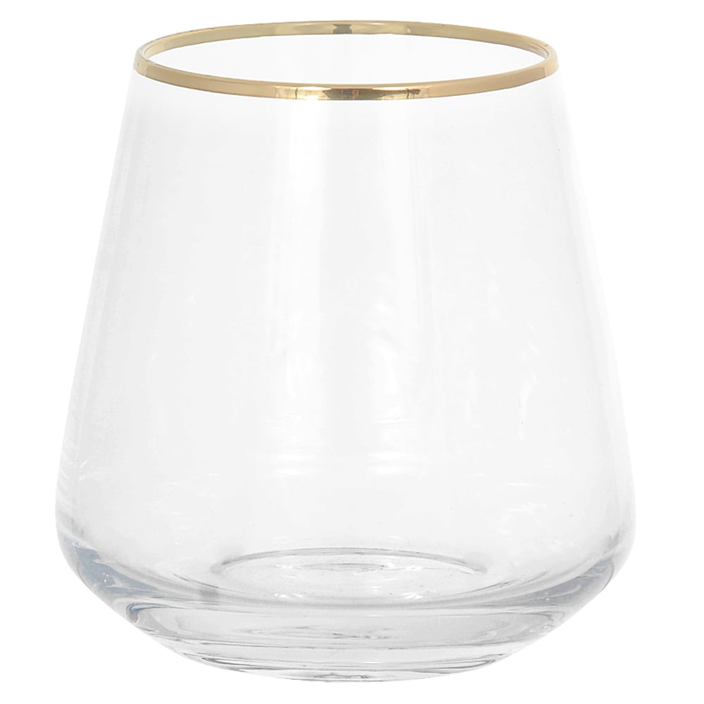 CJ COPO 390ml 9,5X9X9cm C/6 PCS BERGEN (TRANSPARENTE BD.DOURADA)