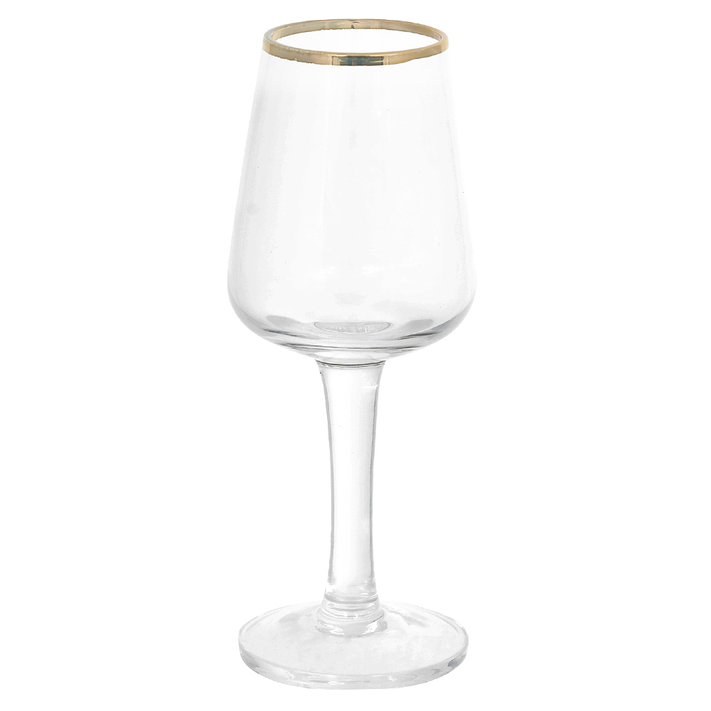 CJ TACAS LICOR 53ml 12X4,8cm C/6 PCS BERGEN (TRANSPARENTE BD.DOURADA)