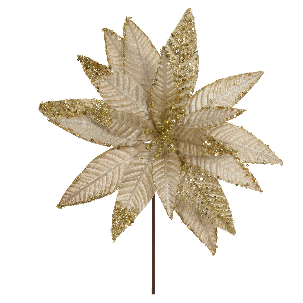 H.BICO PAPAGAIO NATAL AVELUDADO (CHAMPANHE GLITTER DOURADO) 25cm 33d