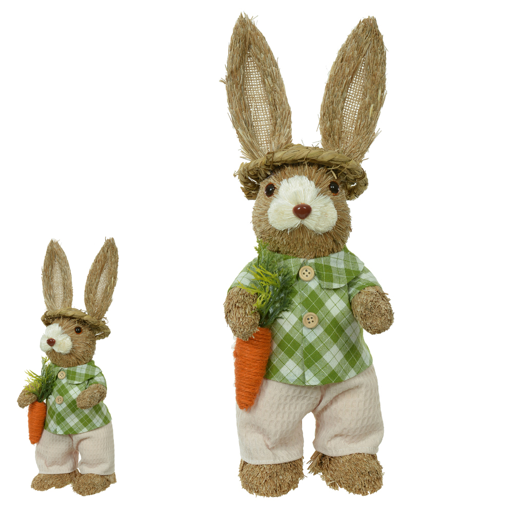 BONECO COELHO PALHA (VERDE) 33cm