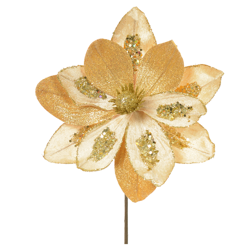 H.MAGNOLIA NATAL AVELUDADO (DOURADO GLITTER DOURADO) 23cm