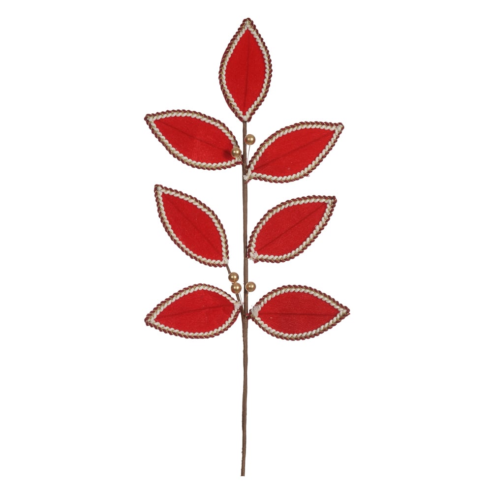 H.FOLHA NATAL AVELUDADO (VERMELHO) 63cm