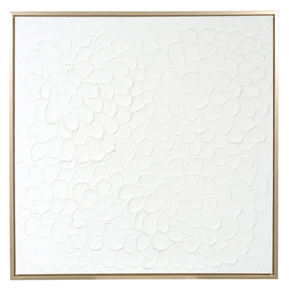 QUADRO DECORATIVO CANVAS TOQUE DE PINTURA C/ MOLDURA (BRANCO) 80X80X3,8cm