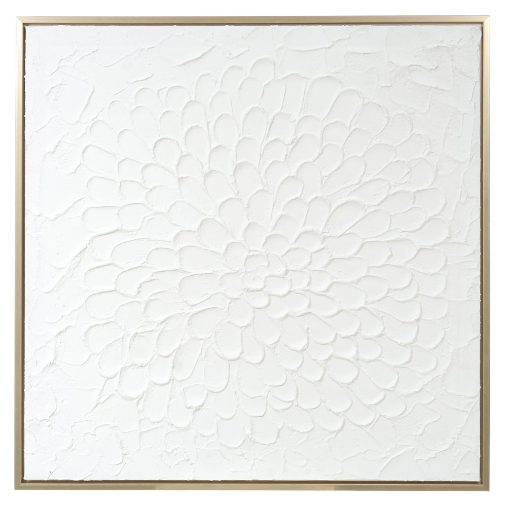 QUADRO DECORATIVO CANVAS TOQUE DE PINTURA C/ MOLDURA (BRANCO) 80X80X3,8cm