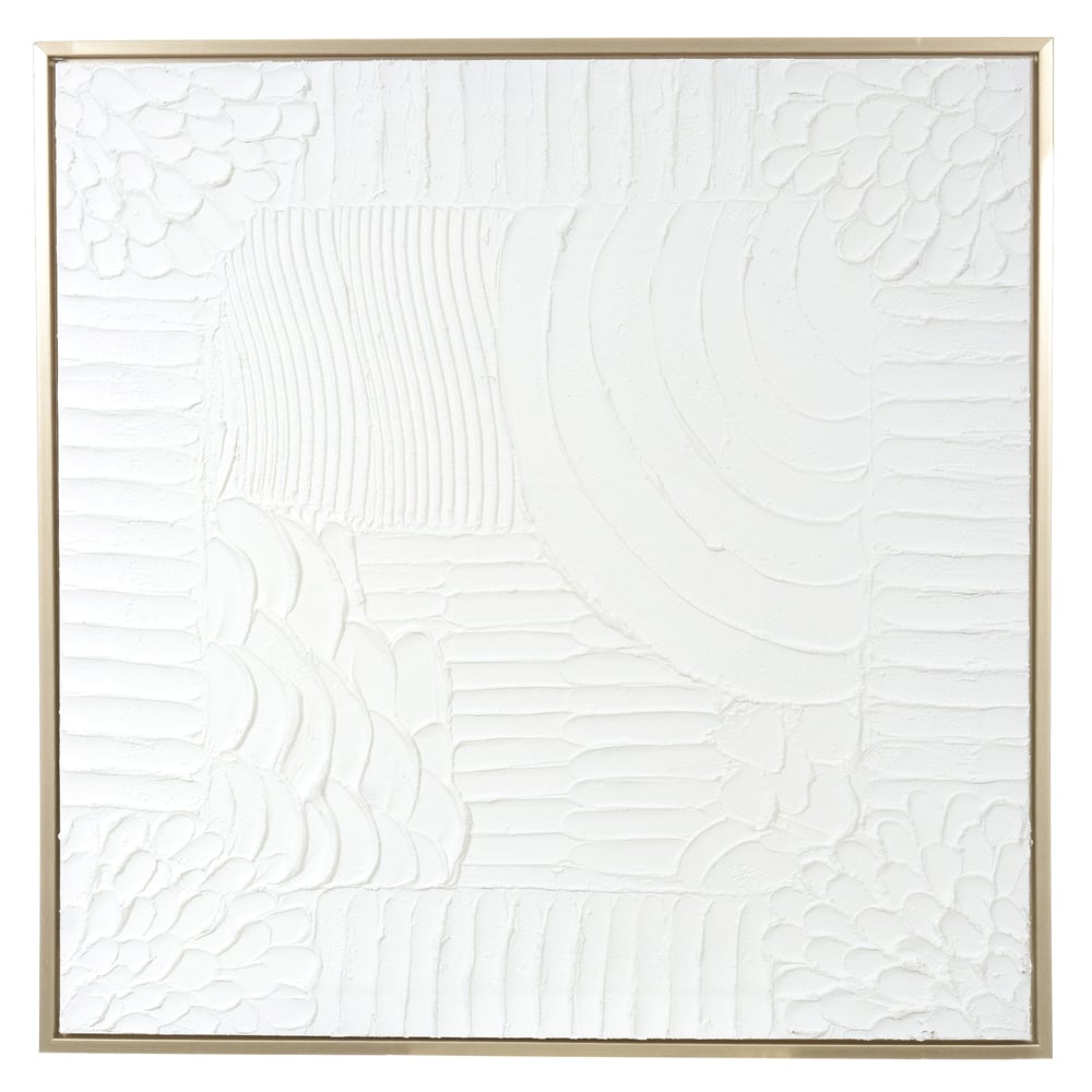 QUADRO DECORATIVO CANVAS TOQUE DE PINTURA C/ MOLDURA (BRANCO) 80X80X3,8cm