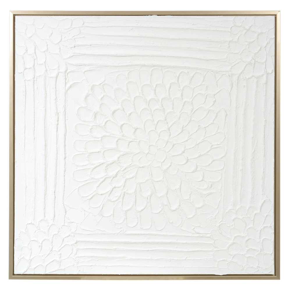 QUADRO DECORATIVO CANVAS TOQUE DE PINTURA C/ MOLDURA (BRANCO) 80X80X3,8cm