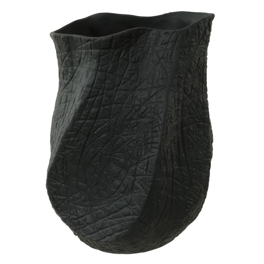 VASO DECOR PORCELANA (PRETO) 24,5X22,5X17,5cm
