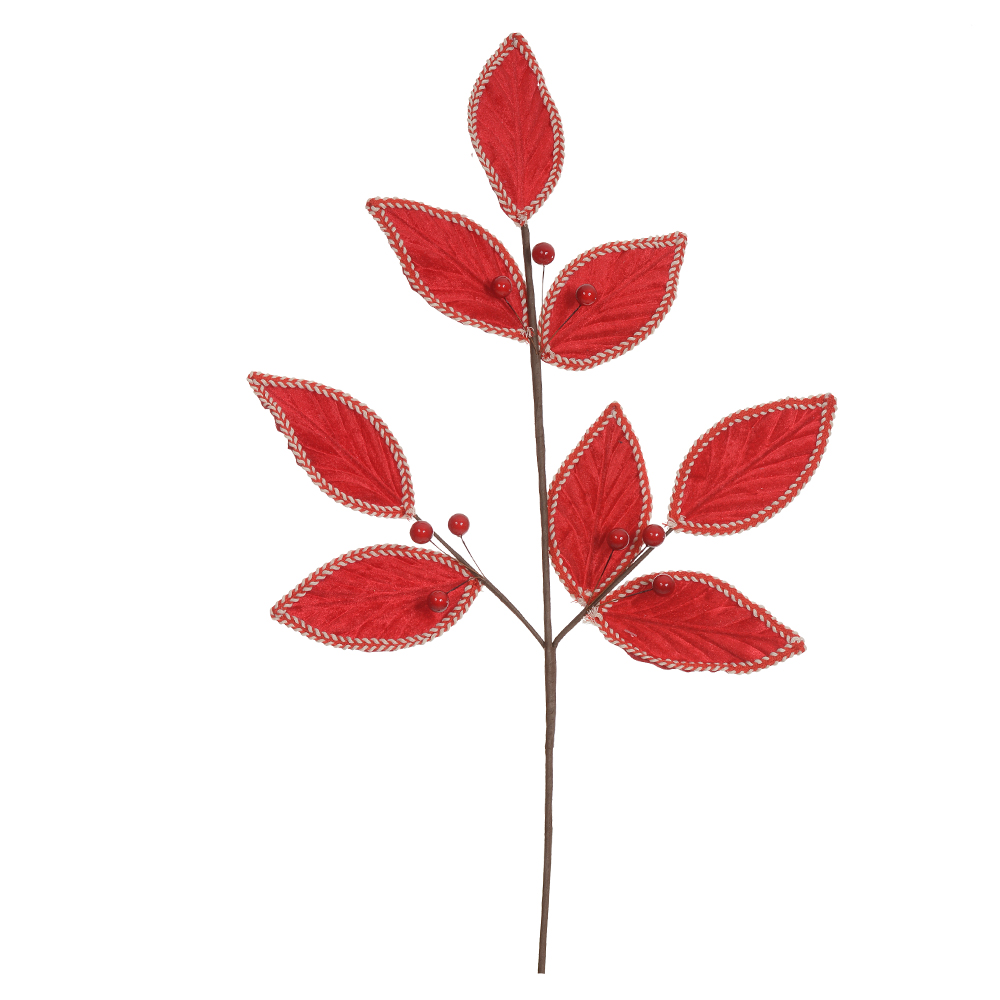 H.FOLHA NATAL AVELUDADO (VERMELHO) 63cm