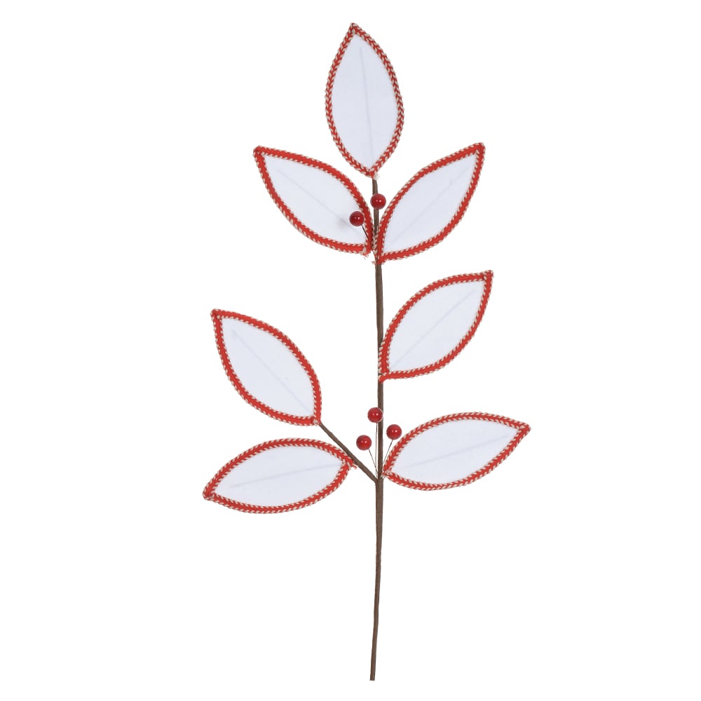 H.FOLHA NATAL AVELUDADO (BRANCO) 63cm