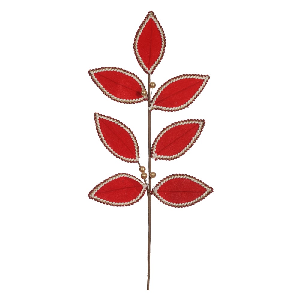 H.FOLHA NATAL AVELUDADO (VERMELHO) 68cm
