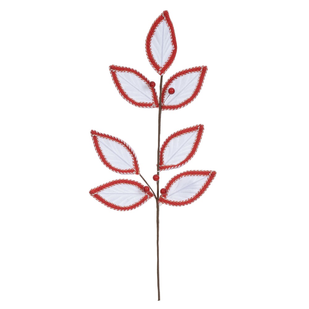 H.FOLHA NATAL AVELUDADO (BRANCO) 62cm