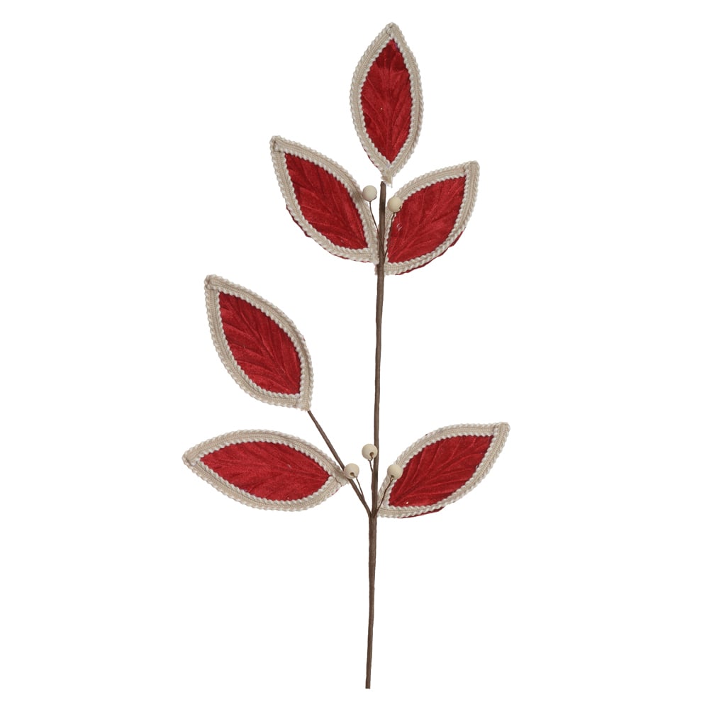 H.FOLHA NATAL AVELUDADO (VERMELHO) 69cm