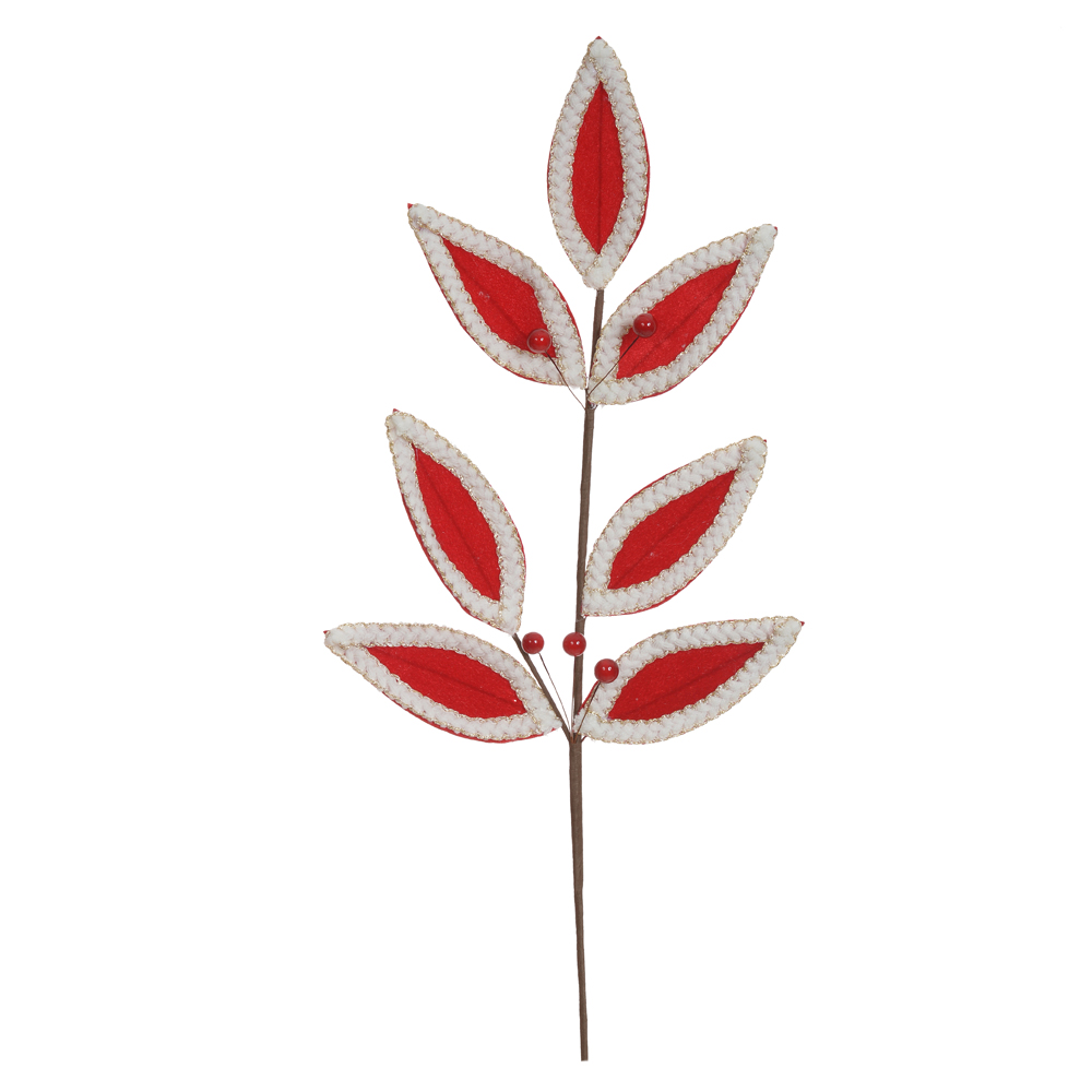 H.FOLHA NATAL AVELUDADO (VERMELHO) 62cm