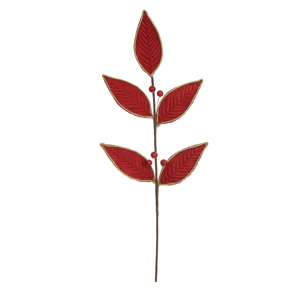 H.FOLHA NATAL AVELUDADO (VERMELHO) 61cm